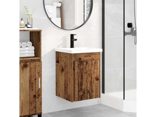 Meuble de rangement salle de bain avec robinet bois ancien shl7980
