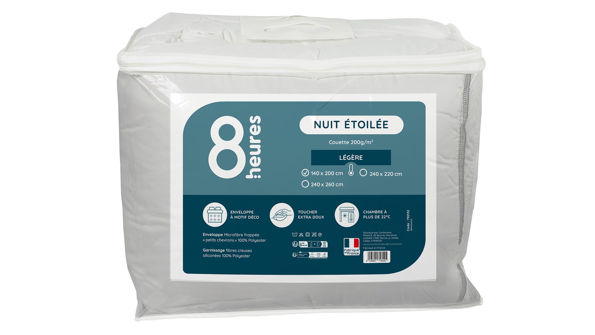8 HEURES Couette 140x200 cm NUIT ETOILEE blanc Conforama