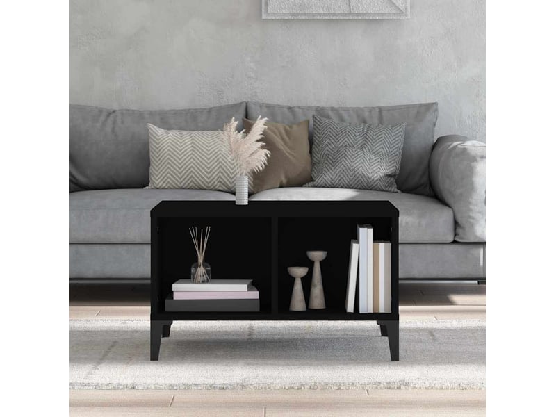  Table basse | table de salon noir 60x50x36,5 cm bois d'ingénierie  - Conforama C