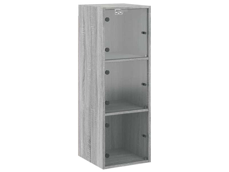  Armoire murale salon, meuble de rangement avec portes en verre sonoma gris 35x37x100 cm  - Conforama A