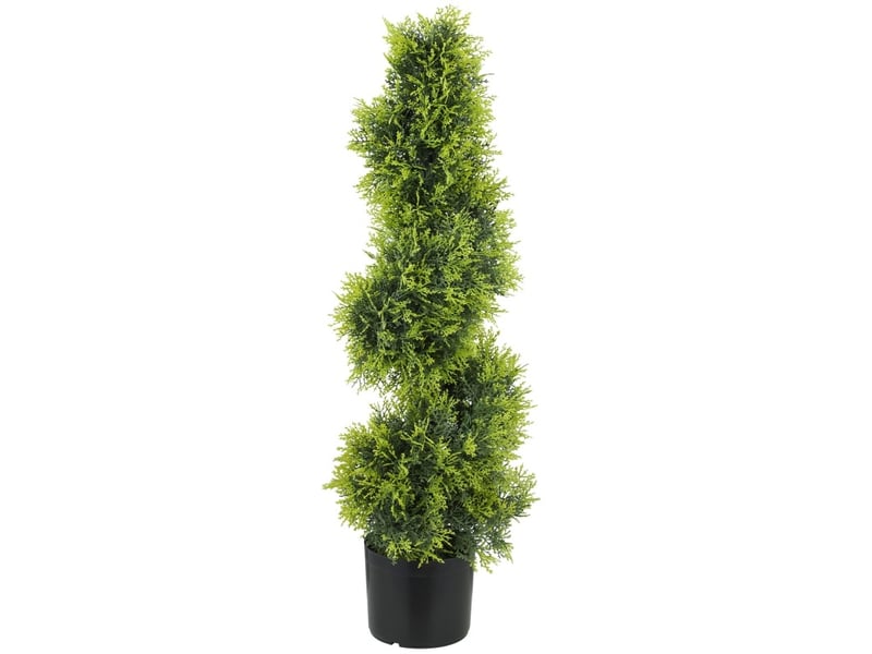  Cyprès artificiel spirale 90 cm – vert – 693 feuilles pe, décor intérieur et extérieur sans entretien  - Conforama A