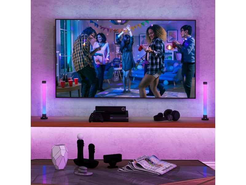  Ensemble de lampes de table avec télécommande bluetooth, synchronisation musicale et minuterie, blanc  - Conforama D