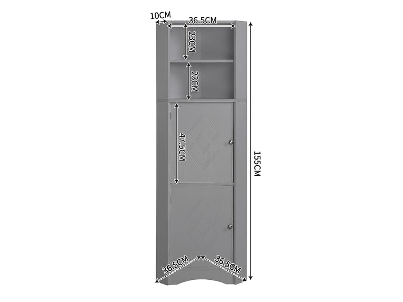  Meuble d'angle de salle de bain avec étagère réglable gris 36.5 x 36.5 x 155 cm WF314510AAE - Conforama C