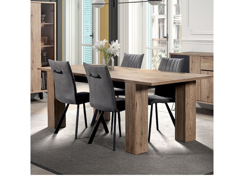  Table allongeable 180230cm aspect chêne miel et noir mat - sélène SÉLÈNE - Conforama B