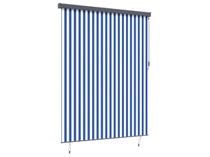 Store enrouleur, store à rouleau bleu et blanc 220 x 250 cm tissu et aluminium cf44959