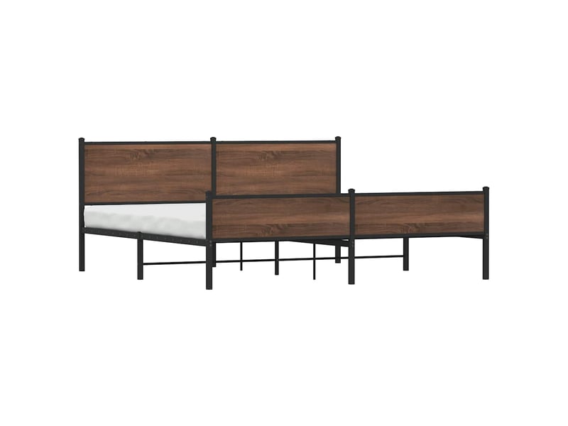 Lit double- lit adulte - cadre de lit en métal sans matelas chêne marron 200x200 cm - Conforama C