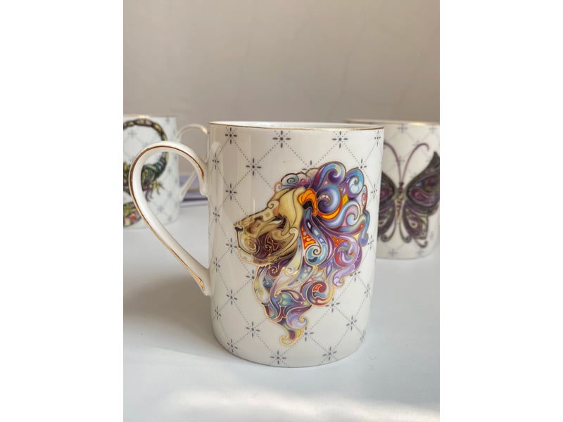  Mug à motif quadrillé et lion, 350 ml  - Conforama C