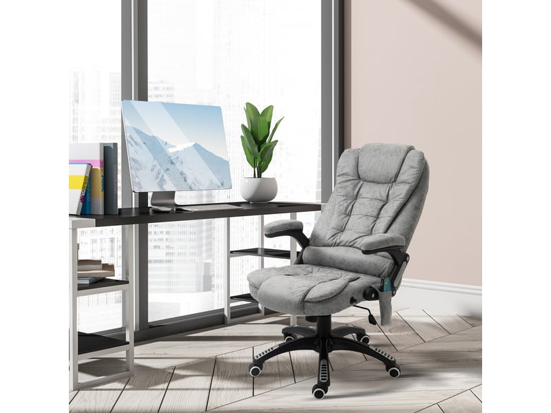  Fauteuil de direction ergonomique, réglable, avec fonction massage et chauffage, supportant jusqu'à 120 kg, gris.  - Conforama D