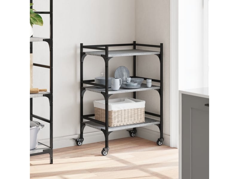  Chariot de cuisine, chariot de rangement sonoma gris 50x35x75,5 cm bois d'ingénierie  - Conforama D