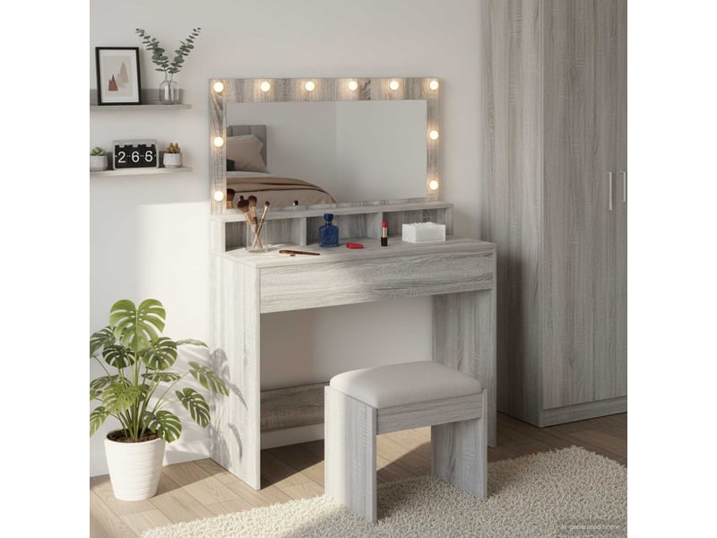  Coiffeuse, table de toilette gris sonoma 100x41x135 cm  - Conforama B