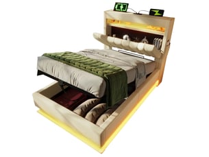 Lit coffre 90x200 cm BEAOK   coloris beige