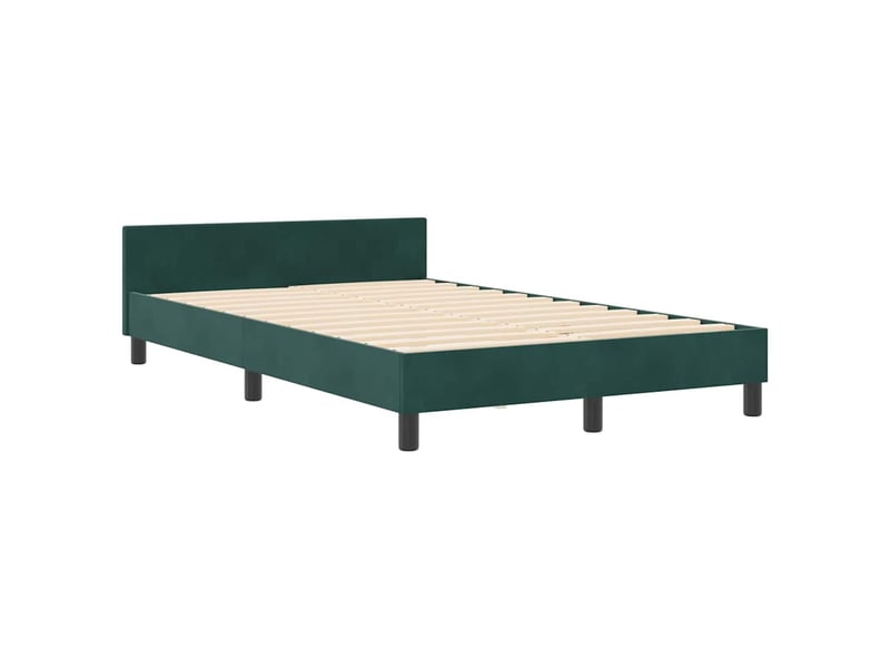  Lit double- lit adulte -  lit à ressorts avec tête de lit vert foncé 120 x 190 cm velours  - Conforama C