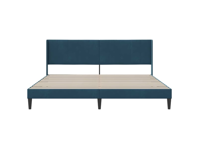 Lit double- lit adulte - cadre de lit avec tête de lit bleu 200 x 200 cm velours - Conforama C