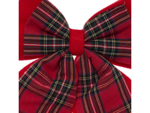 Nœud de sapin en velours tartan rouge 24 x 19 cm