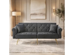Canapé droit convertible <strong>MODENVIE</strong> <strong></strong> 2 places Velours gris