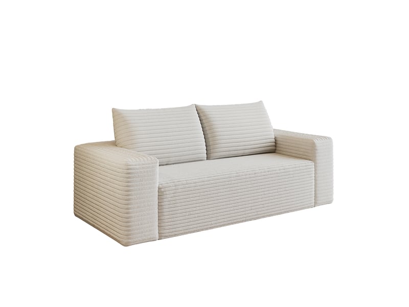  Canapé 3 places 180x90 cm modulable velours côtelé blanc crème  - Conforama A