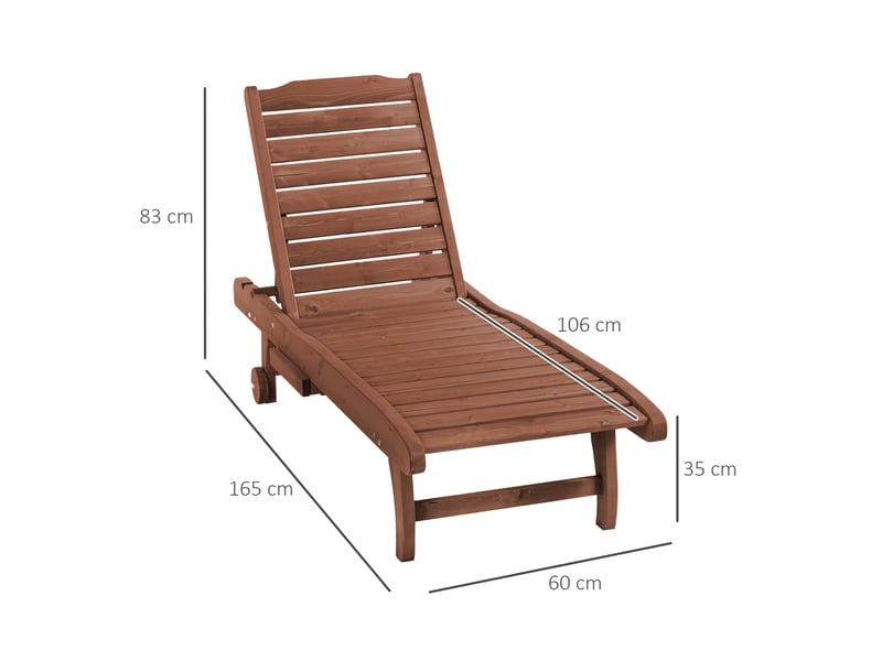  Bain de soleil transat style colonial dossier réglable 3 positions roulettes tablette support bois sapin pré-huilé  - Conforama D