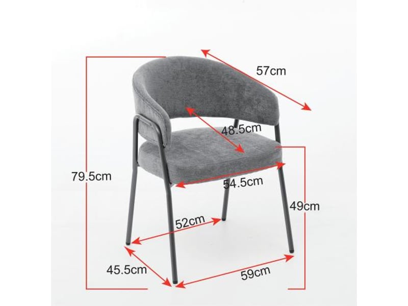  Chaises de salle à manger en chenille avec accoudoirs, rembourrées, pieds métal bronze antique – beige, vendu à l’unité  - Conforama C