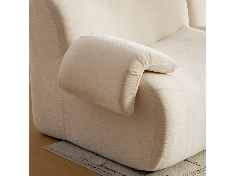 Canapé 2 places, revêtement en tissu chenille, sans assemblage, beige - Conforama R