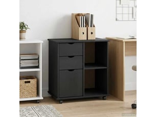 Caisson roulant de bureau 63,5 x 39 x 65,5 cm bois de pin massif gris shl9823
