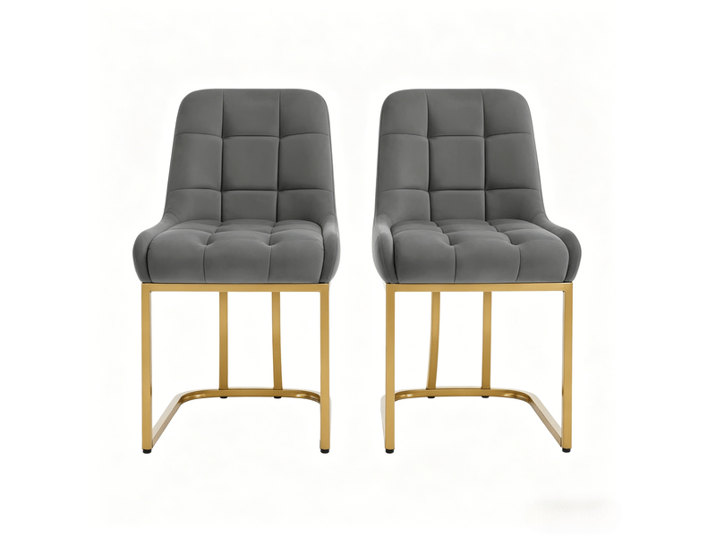  Chaise de salle à manger rembourrée lot de 2 en velours gris foncé evryae  - Conforama A