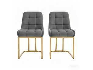 Chaise de salle à manger rembourrée lot de 2 en velours gris foncé evryae