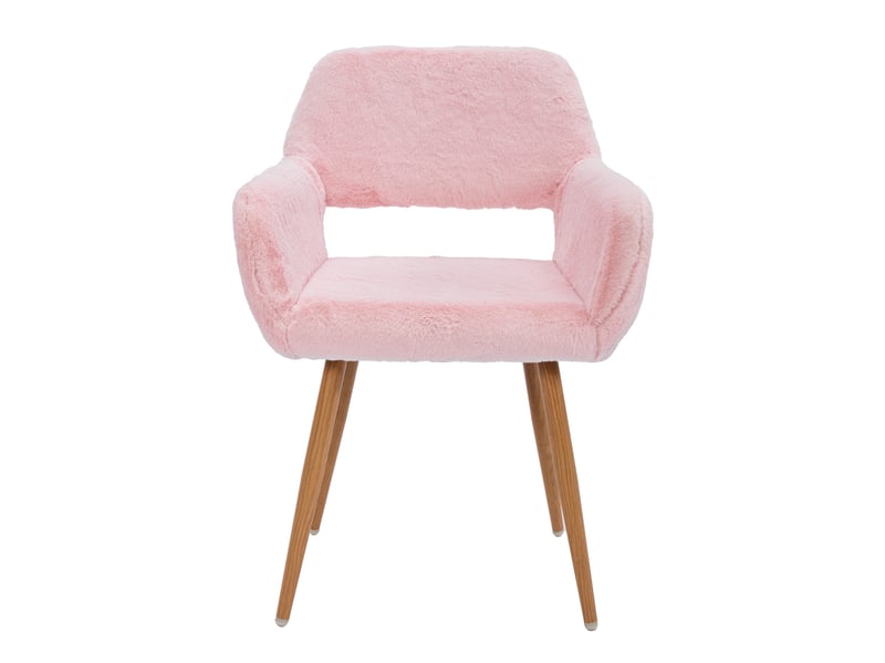 Chaise de salle à manger hengming en fausse fourrure, pieds en acier, style mid-century - Conforama A
