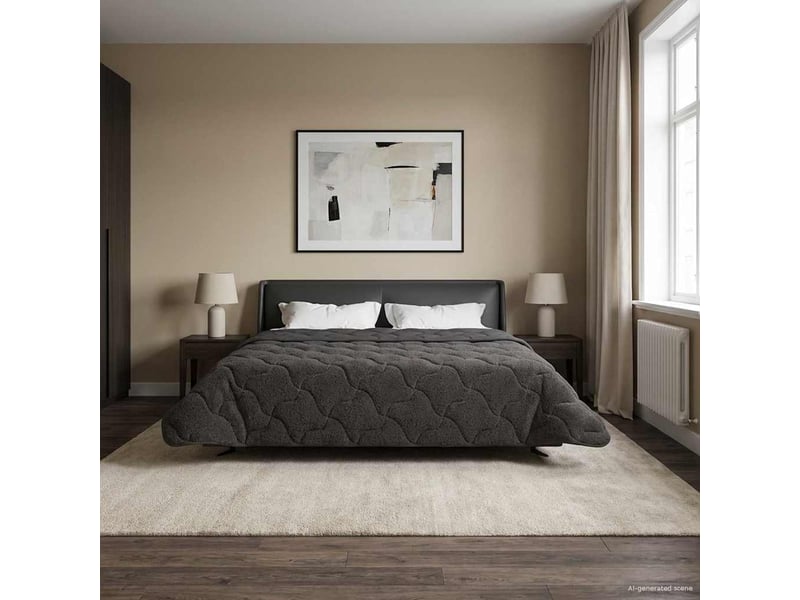  Duvet - couette complet toute l'année matelassé anthracite 200 x 240 cm  - Conforama B