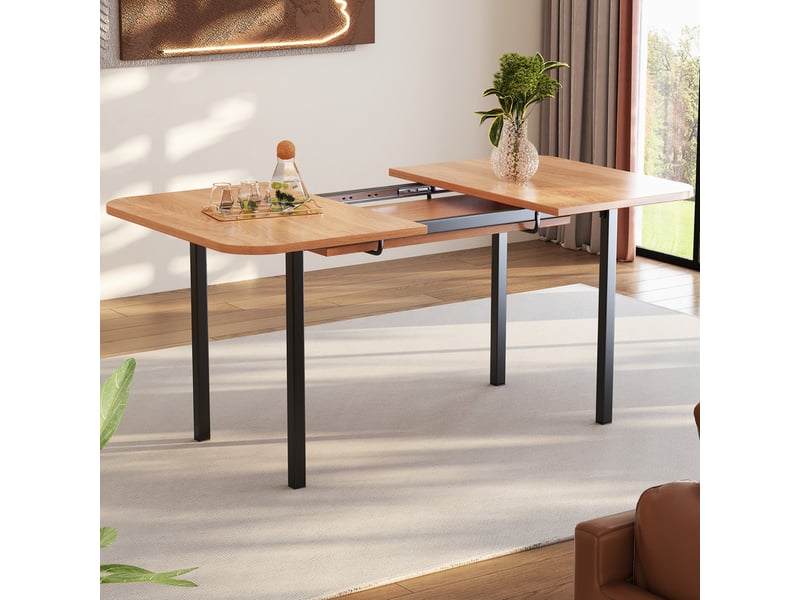Table de salle à manger extensible marron 120-160 cm – plateau effet bois, structure robuste - Conforama D