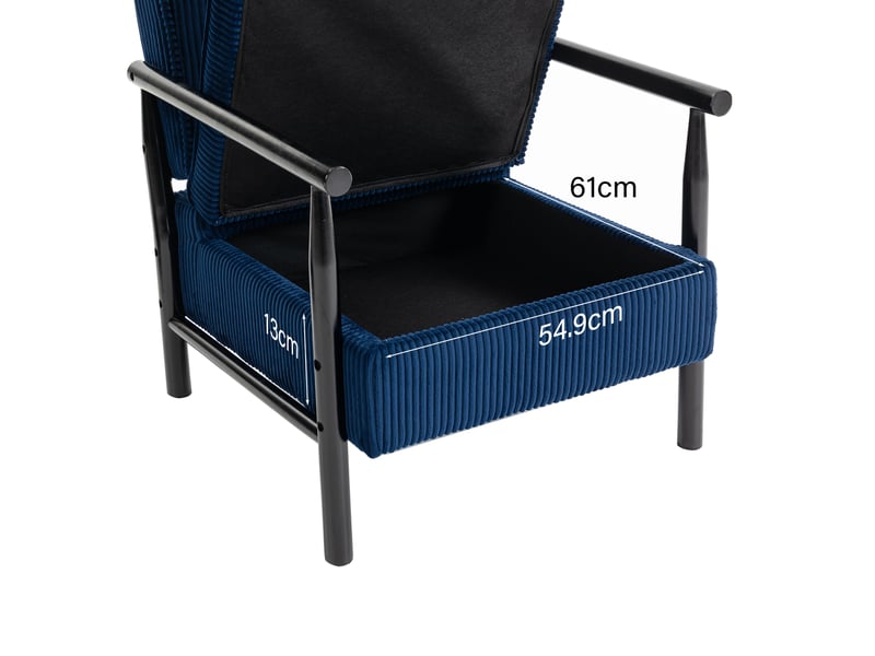 Fauteuil de lecture,83x66x73 cm,avec rangement,velours,bleu  - Conforama D