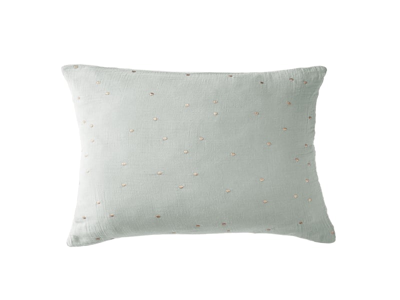  Taie d'oreiller 50x70 cm gaze de coton à pois brodés eucalyptus PD20828 - Conforama A