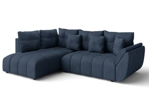 Canapé d'angle réversible convertible <strong>AX LIVING </strong> <strong>Corleone</strong> 4 places Velours bleu avec coffre de rangement