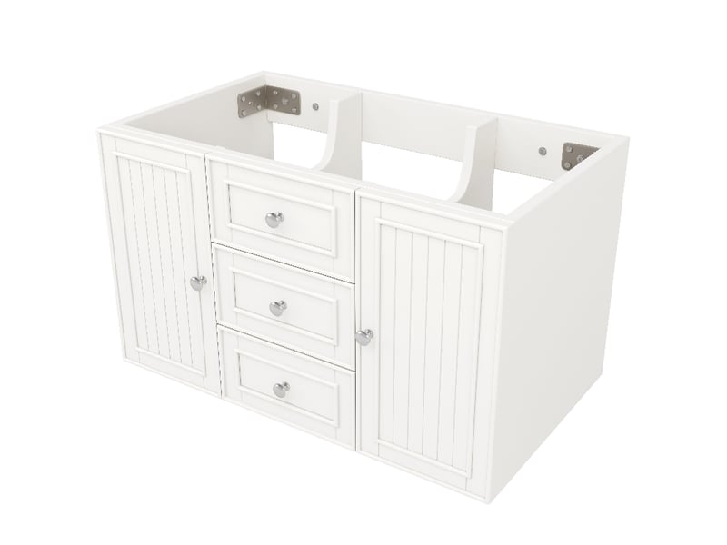  Meuble sous vasque suspendu 78.5 cm blanc avec 3 tiroirs, meuble salle de bain moderne en mdf  - Conforama A