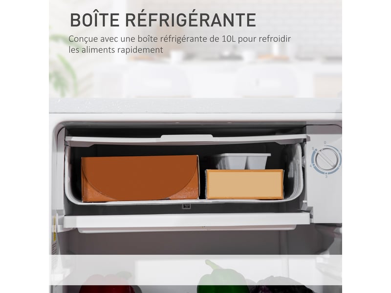  Réfrigérateur congélateur petit réfrigérateur 91 l étagères modulables design sous-comptoir 47,5 x 44,2 x 84 cm blanc  - Conforama D