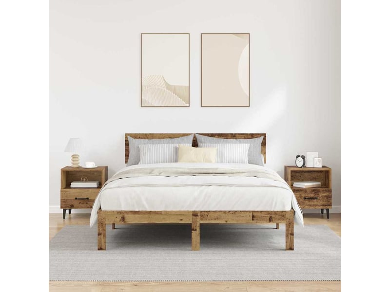 Table de chevet 2 pièces bois ancien 40 x 35 x 47.5 cm - Conforama D