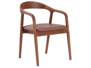 Selsey battione - chaise de salle à manger en bois avec accoudoirs - 56 cm - similicuir brun avec pieds noyer