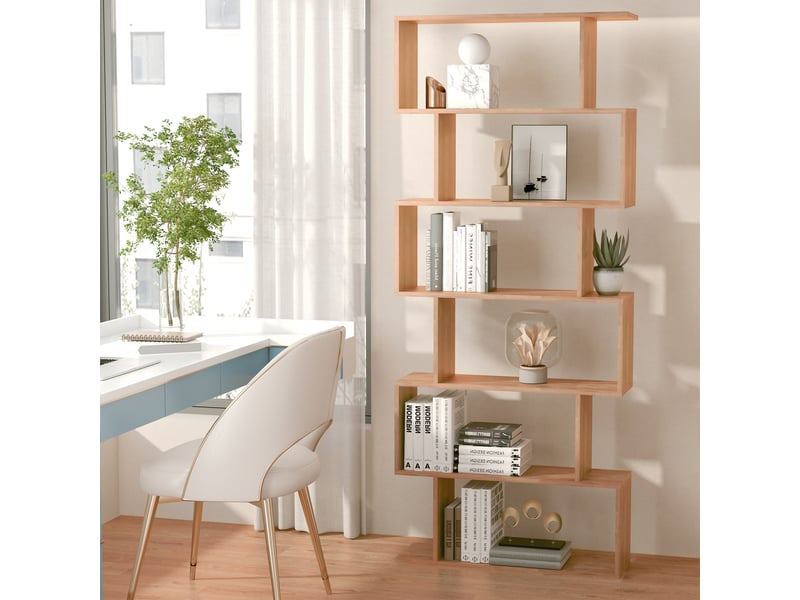  Bibliothèque moderne en bois à 6 étagères pour la maison et le bureau  - Conforama D
