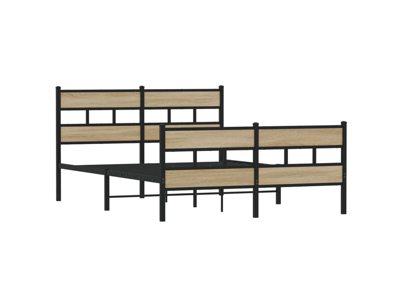  Lit double- lit adulte -  cadre de lit en métal sans matelas chêne sonoma 140x200 cm  - Conforama B