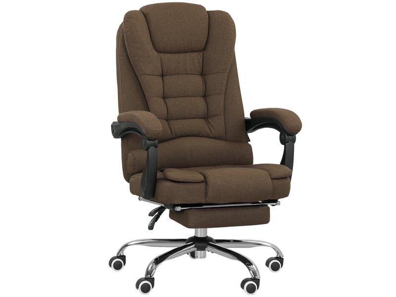  Fauteuil de bureau avec hauteur réglable, dossier inclinable, repose-pied et accoudoirs rembourrés, marron  - Conforama A