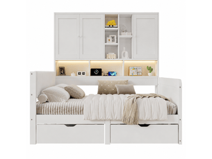 Lit avec rangement 90x200 cm <strong>STILVORA</strong> <strong></strong> coloris blanc