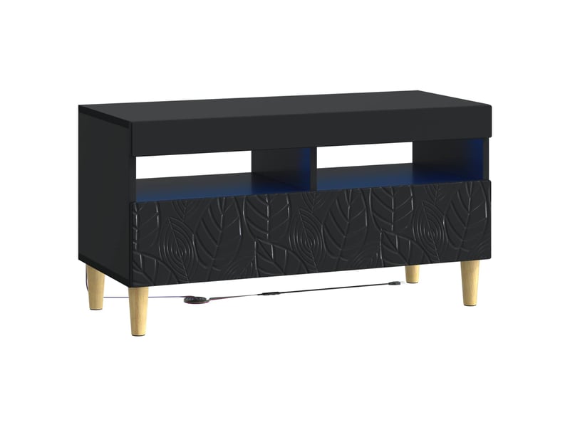  Ensemble de 3 meubles tv - banc tv - meuble de rangement led delft noir bois d'ingénierie  - Conforama E