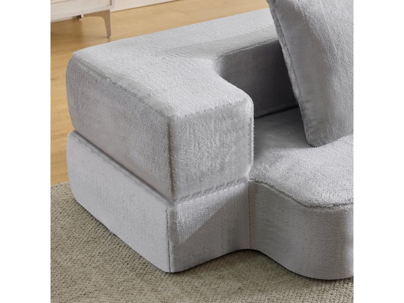  Canapé droit 2 places gris clair moderne avec coussins confortable salon chambre  - Conforama D