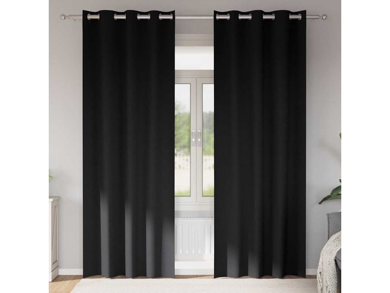 Lot de 2 rideaux occultants, rideaux black-out avec anneaux noir 225 x 140 cm cf44711 - Conforama B