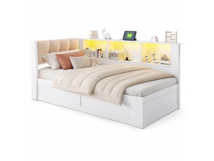Lit avec rangement 90x200 cm HAVRYA coloris blanc