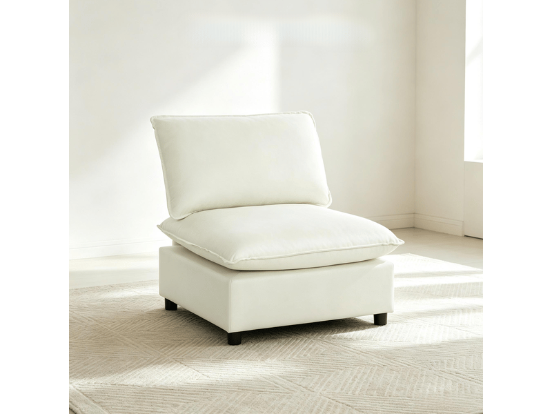  Fauteuil 1 place fixe rembourré en toile crème, dimensions 74 x 85 x 78 cm  - Conforama E