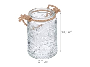 Lot de 12 photophores ronds vintage suspendus jardin 10 x 10 x 10 cm en verre transparent 13_0013141