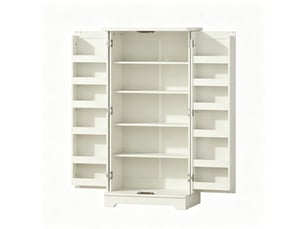 Buffet de cuisine 60 x 40 x 120 cm – crème – 12 rangements de porte, étagères réglables et anti-basculement