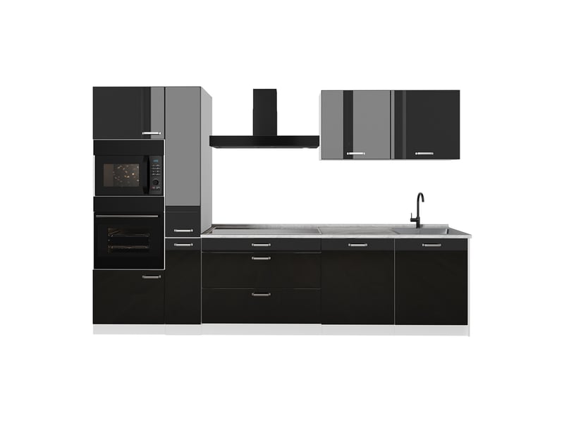  Vicco cuisine, noir haute brillanceblanc, 310cm sans plan de travail  - Conforama A