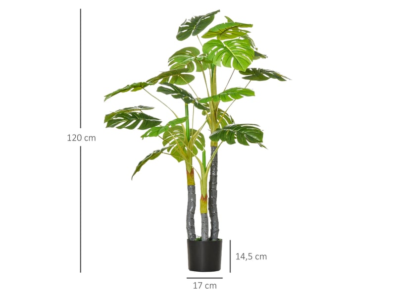  Arbre tropical décoratif, 120 cm de haut, avec 20 feuilles, pour la maison, le salon, la chambre, vert  - Conforama E
