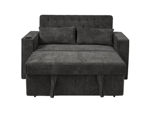 Canapé droit convertible VIVRYN 2 places Tissu gris avec coffre de rangement